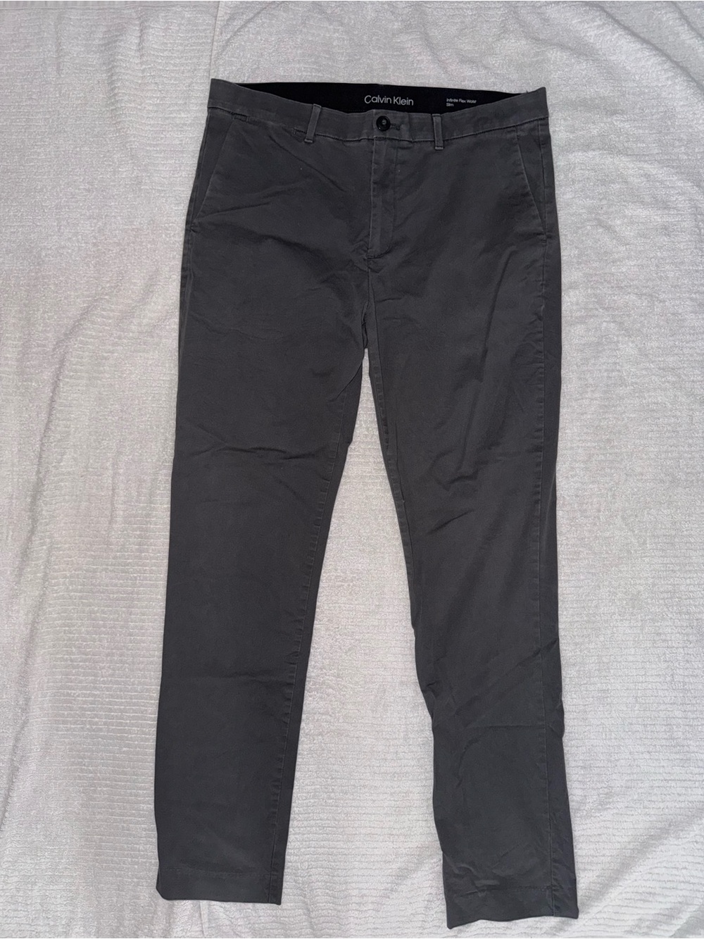 Calvin Klein Men's Charcoal Slim Infinite Stretch Chinos 33x32